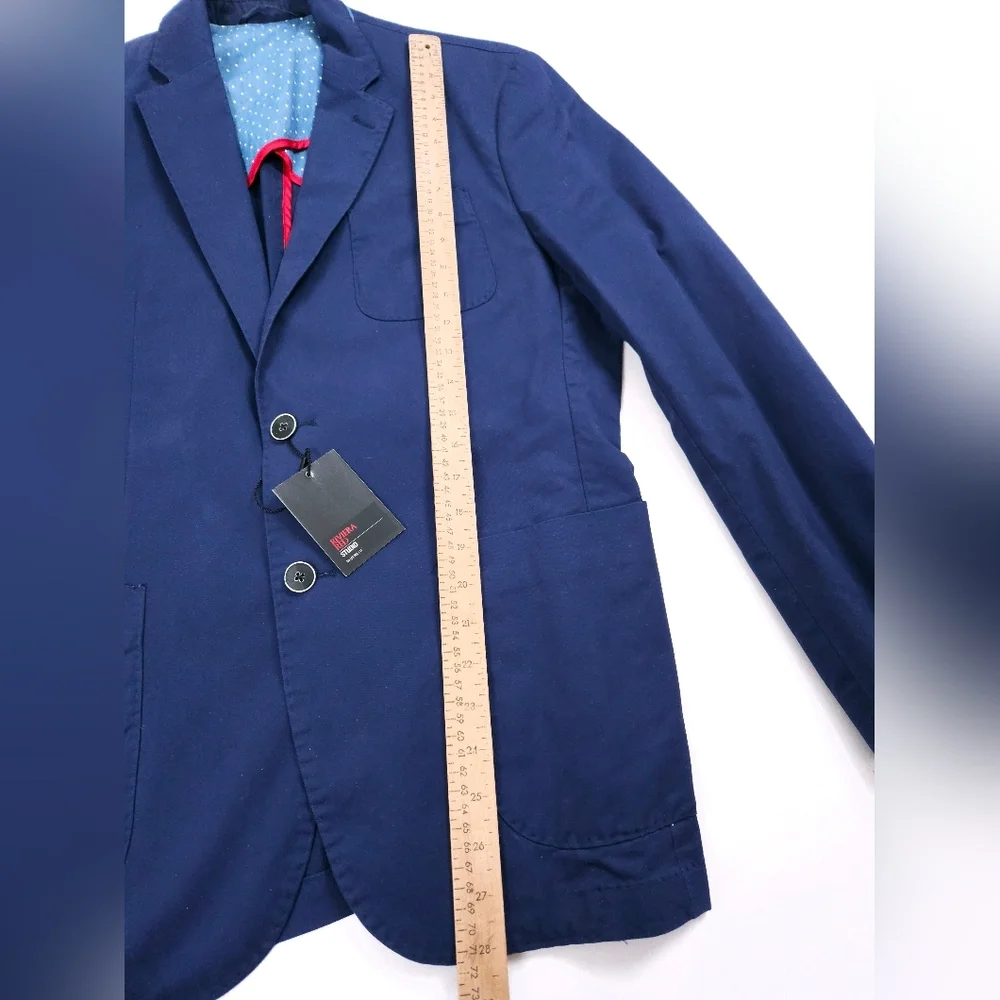Riviera Red Men's Sport Coat Lightweight Summer Cotton Blazer Navy Blue 40 R NWT